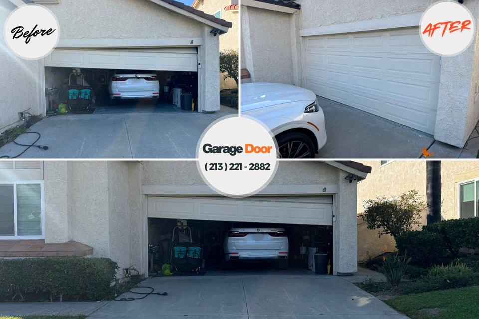 Before and after: garage door repair Huntsville, AL